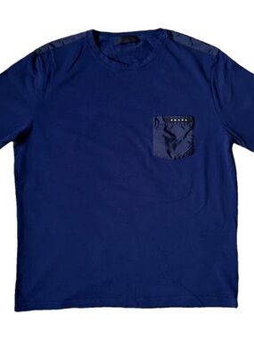 Prada Nylon Pocket Tee Blue Size 3XL Fits XL Authentic Luxury Shirt